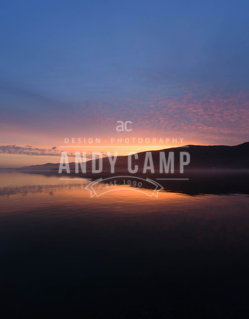 An early spring sunrise view of Lake George